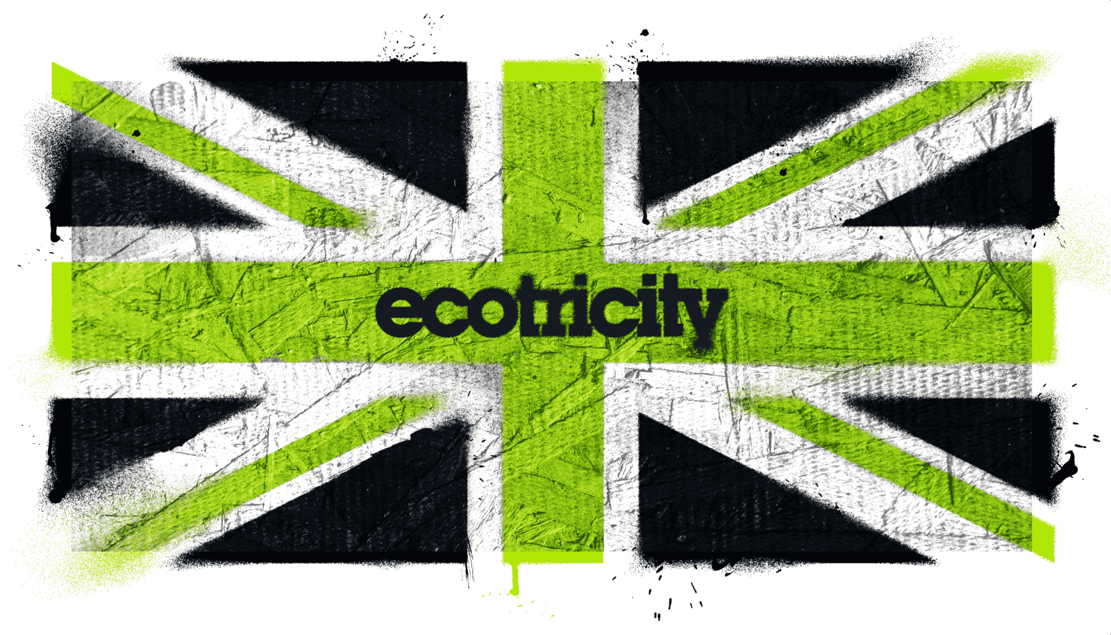 Union Jack flag in Ecotricity colours